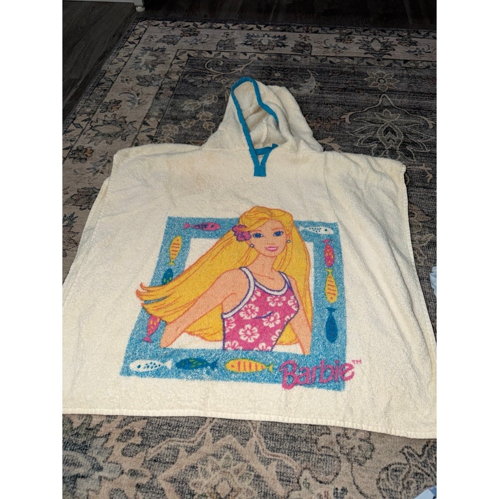Vintage 90's Barbie Wearable Beach Towel Poncho Coverup Terry Cloth